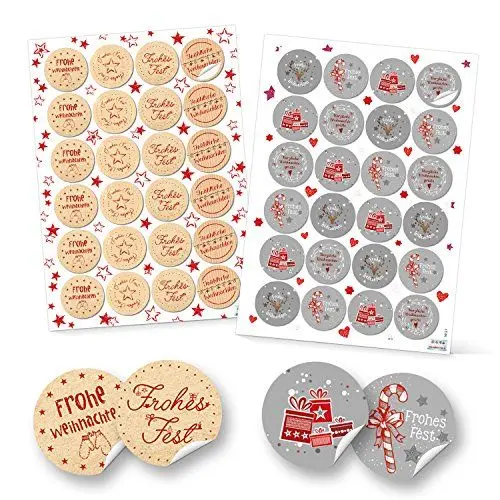 Produktbild: Logbuch-Verlag Weihnachtsaufkleber 2 x 24 Aufkleber mit Frohe Weihnachten Text rund klein 4 cm Set rot