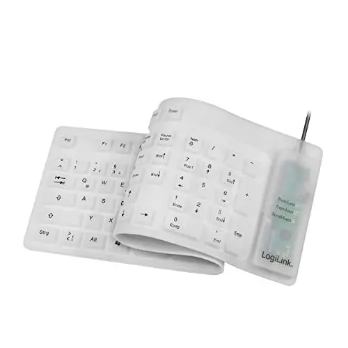 Produktbild: LogiLink ID0018A - flexible & wasserfeste Tastatur (QWERTZ) 109 Tasten, mit USB-PS/2 Adapter, Farbe: Weiß