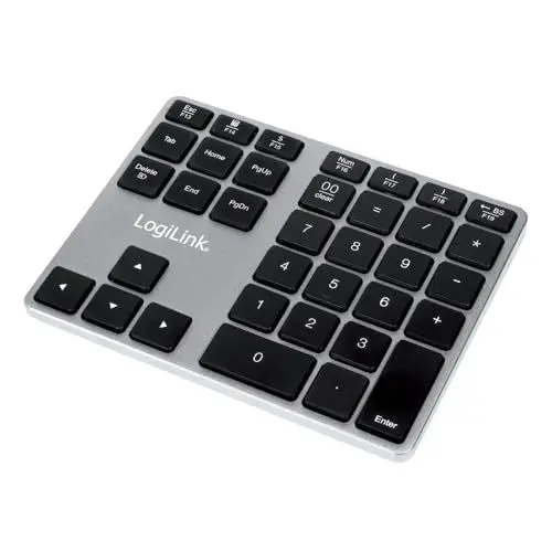 Produktbild: LogiLink ID0187 - BT v3.0 Nummernblock/Nummernpad/Ziffernblock mit 35 Tasten & Funktionstasten für Windows/MacOS, Aluminium