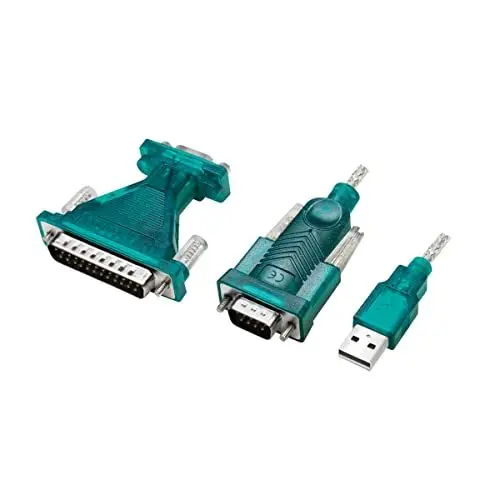 Produktbild: LogiLink UA0042B - USB 2.0 (Typ-A) auf Seriell (RS232) Adapterkabel inkl. Adapter (DB9 zu DB25) für Win 11, Länge 1,3 m