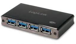 Produktbild: LogiLink UA0282 USB 3.0 Hub 4-Port mit Überstromschutz schwarz/Aluminum
