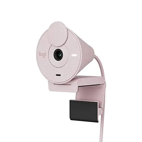 Produktbild: Logitech Brio 300 Full HD-Webcam mit Sichtschutz, Mikrofon mit Rauschunterdrückung, USB-C, Zertifiziert für Zoom, Microsoft Teams, Google Meet, Streaming, Automatische Lichtkorrektur - Rosa