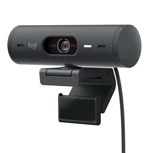 Produktbild: Logitech Brio 500 Full-HD-Webcam mit Auto-Lichtkorrektur, Zeigemodus, Doppelmikrofon + Rauschunterdrückung, Webcam-Abdeckung, für Microsoft Teams, Google Meet, Zoom, USB-C-Kabel - Graphit