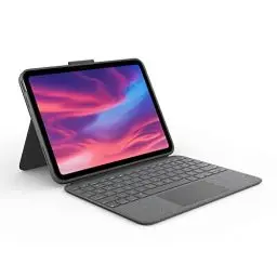 Produktbild: Logitech Combo Touch Case mit abnehmbarer Tastatur für iPad (10. Generation und A16), großem Präzisions-Trackpad, hintergrundbeleuchteter Tastatur in Standardgröße, Smart Connector, DEU QWERTZ- Grau