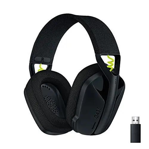 Produktbild: Logitech G435 LIGHTSPEED Kabelloses Bluetooth-Gaming-Headset, Leichte Over-Ear-Kopfhörer, Integrierte Mikrofone, 18h Akku, Kompatibel mit Dolby Atmos, PC, PS4, PS5, Handy, Nintendo Switch - Schwarz