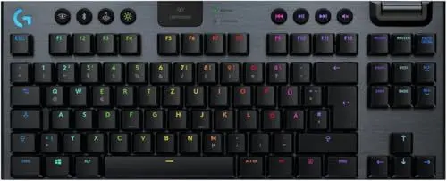 Produktbild: Logitech G915 LIGHTSPEED TKL Tenkeyless kabellose mechanische Gaming-Tastatur, Taktiler GL-Tasten-Switch, LIGHTSYNC RGB, Ultraschlankes Design, 40+ Stunden Akkulaufzeit, Deutsches QWERTZ-Layout-Carbon