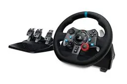 Produktbild: Logitech G G29 Driving Force Racing Wheel und Bodenpedale, Real Force Feedback, Edelstahl-Schalthebel am Lenkrad, Leder-Lenkradbezug für PS5, PS4, PC, Mac – Schwarz