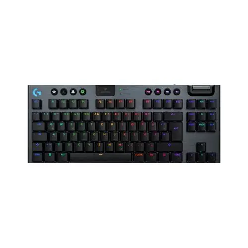 Produktbild: Logitech G G915 X LIGHTSPEED TKL - flache kabellose Gaming-Tastatur mit Double-Shot-PBT-Tastenkappen, RGB-Hintergrundbeleuchtung, braunen taktilen GL-Switches für PC/Mac, DEU QWERTZ-Layout - Schwarz