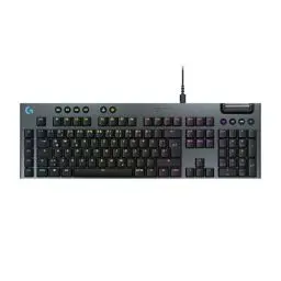 Produktbild: Logitech G G915 X, flache kabelgebundene, mechanische Gaming-Tastatur mit Double-Shot-PBT-Tastenkappen, voll programmierbaren Tasten, braune taktile GL-Switches für PC/Mac, DEU QWERTZ-Layout - Schwarz