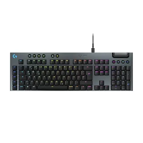 Produktbild: Logitech G G915 X, flache kabelgebundene, mechanische Gaming-Tastatur mit Double-Shot-PBT-Tastenkappen, voll programmierbaren Tasten, braune taktile GL-Switches für PC/Mac, DEU QWERTZ-Layout - Schwarz