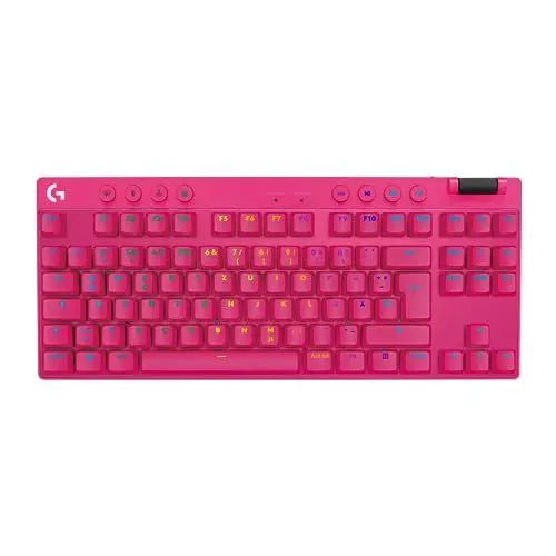 Produktbild: Logitech G PRO X TKL LIGHTSPEED kabellose Gaming-Tastatur, ultramobiles Design ohne Ziffernblock, LIGHTSYNC RGB, PBT-Tastenkappen, Tactile Switches (GX Brown), QWERTZ Deutsches, PC - Magenta