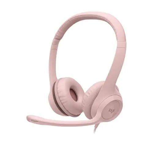 Produktbild: Logitech H390 verkabelter Kopfhörer für PC/Laptop, Stereokopfhörer mit rauschunterdrückendem Mikrofon USB-A, Inline-Steuerungen, für Chromebook geeignet - Rosa