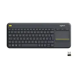 Produktbild: Logitech K400 Plus Kabellose Touch-TV-Tastatur mit integriertem Touchpad, HTPC-Tastatur für mit dem Fernseher verbundene PCs, Windows, Android, Chrome OS, Laptop, Deutsches QWERTZ-Layout - Schwarz