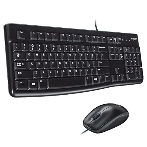 Produktbild: Logitech MK120 Kabelgebundenes Tastatur-Maus-Set, Optische Maus, USB-Anschluss, PC/Laptop, Schweizer QWERTZ-Layout - Schwarz