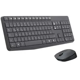 Produktbild: Logitech MK235 Kabelloses Set mit Tastatur und Maus für Windows, 2,4 GHz kabelloser Unifying-USB-Empfänger, 15 FN-Tasten, Lange Batterielaufzeit, PC, Laptop, Deutsches QWERTZ-Layout - Grau