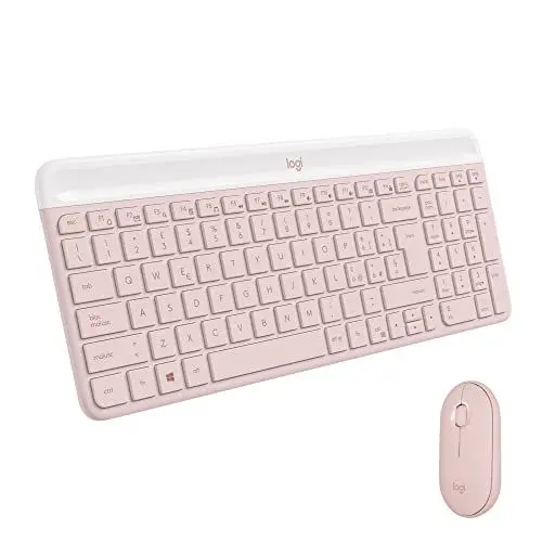 Produktbild: Logitech MK470 Slim Combo Kabelloses Tastatur-Maus-Set - Modernes, kompaktes Layout, Extrem leiser, 2,4-GHz-USB-Empfänger, Plug-n'Play-Konnektivität -Italienisches QWERTY-Layout - Rosa