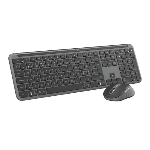 Produktbild: Logitech MK950 Signature Slim kabelloses Tastatur-Maus-Set - Grafit, US QWERTY-Layout