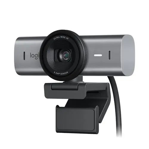 Produktbild: Logitech MX Brio Ultra HD 4K Collaboration and Streaming Webcam, 1080p at 60 FPS, Dual Noise Reducing Mics, Show Mode, USB-C, Webcam Cover, Works with Microsoft Teams, Zoom, Google Meet, Graphit