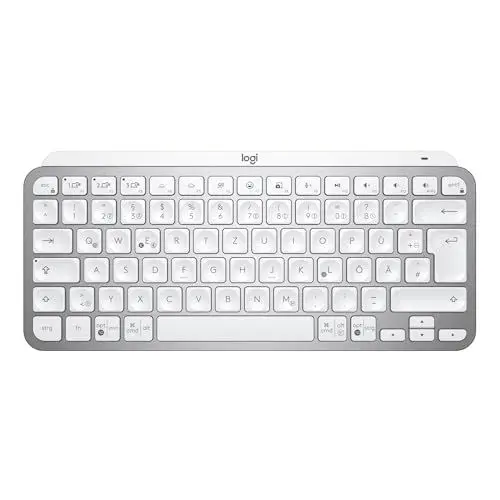 Produktbild: Logitech MX Keys Mini Kabellose Tastatur, Kompakt, Bluetooth, Hintergrundbeleuchtung, USB-C, Kompatibel mit Apple macOS, iOS, Windows, Linux, Android, Metallgehäuse - Pale Grey
