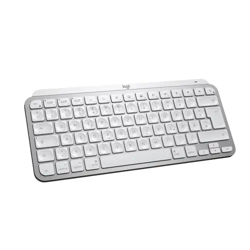 Produktbild: Logitech MX Keys Mini for Mac - Minimalistische kabellose Tastatur, kompakt, Bluetooth, Tasten Hintergrundbeleuchtung, USB-C, kompatibel mit MacBook Pro, Macbook Air, iMac, iPad, DEU QWERTZ, Pale Grey