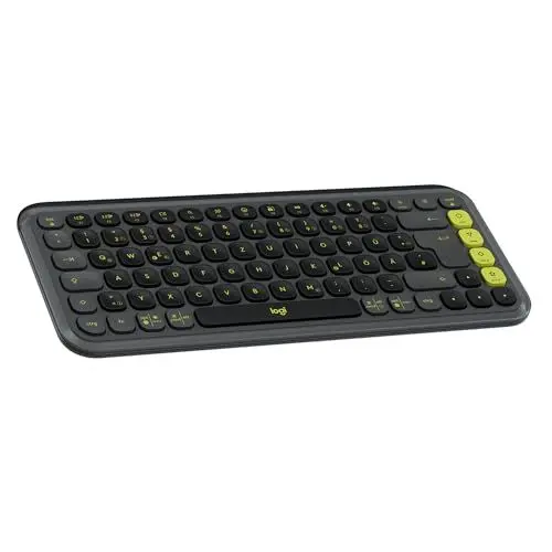 Produktbild: Logitech POP ICON KEYS kabellose Bluetooth-Tastatur, komfortables Tippen, programmierbare Tasten, Easy-Switch zwischen bis zu 3 Geräten, für Notebook, Tablet, PC, Deutsches QWERTZ-Layout – Grafit