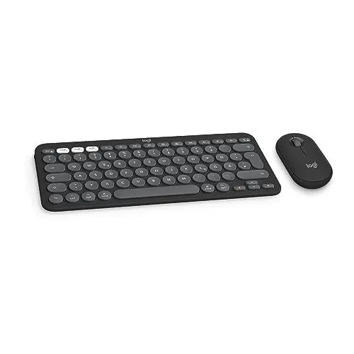 Produktbild: Logitech Pebble 2 Combo für Mac, kabellose Tastatur und Maus, schlank, leise und mobil, anpassbar, Bluetooth-Maus und -Tastatur, Easy-Switch, für macOS, iPadOS, Deutsches QWERTZ-Layout, Grafit