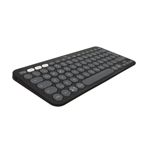 Produktbild: Logitech Pebble Keys 2 K380s, kabellose Multi-Device Bluetooth-Tastatur mit anpassbaren Sondertasten, schlank, mobil, Easy-Switch - Windows, macOS, iPadOS, Android, ChromeOS, Deutsches QWERTZ,Graphit