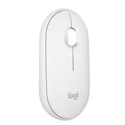 Produktbild: Logitech Pebble Mouse 2 M350s schlanke kabellose Bluetooth-Maus, mobil, leicht, anpassbare Taste, leise Klicks, Easy-Switch für Windows, macOS, iPadOS, Android, ChromeOS - Weiß