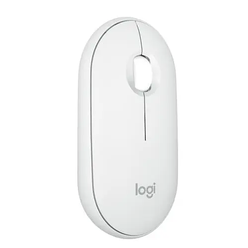 Produktbild: Logitech Pebble Mouse 2 M350s schlanke kabellose Bluetooth-Maus, mobil, leicht, anpassbare Taste, leise Klicks, Easy-Switch für Windows, macOS, iPadOS, Android, ChromeOS - Weiß