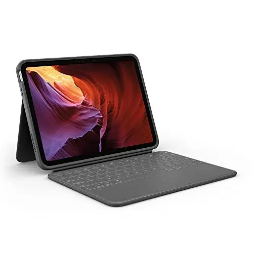 Produktbild: Logitech Rugged Folio für iPad (10. Generation) – Schutzcase mit Smart Connector und strapazierfähiger, spritzwassergeschützter Tastatur - Spanish Layout