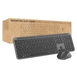 Produktbild: Logitech Signature Slim MK950 for Business kabelloses Tastatur-Maus-Set, leises Tippen, sicherer Empfänger, Bluetooth, weltweit Zertifiziert, Windows/Mac/Chrome/Linux, DEU QWERTZ-Layout, Grafit