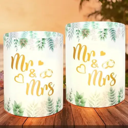 Produktbild: LOHAME 12 Stück Windlichter - Hochzeit Deko für Mr & Mrs, Goldene & Silberhochzeit, Party Dekoration mit Teelichtern