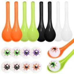 Produktbild: LOHAME 16tlg Halloween Eierlauf Spiel kinder Augäpfel und Löffel Rennspielset Outdoor Halloween Partyzubehör für Kinder Erwachsene Halloween Party Garten Klassenzimmer Drinnen Draußen