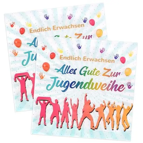 Produktbild: LOHAME 40 Stück Servietten Jugendweihe Deko Alles Gute Zur Jugendweihe Tischdeko im Blau 33 x 33cm Endlich Erwachsen Papierserviette Jugendweihe Partyzubehör für Jungen Mädchen Erwachsene Party