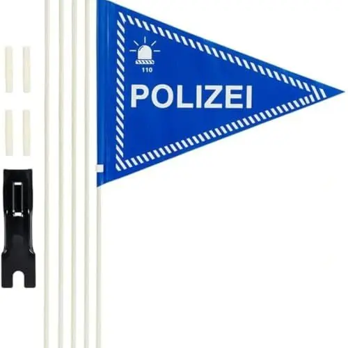Produktbild: Lohill Fahrradwimpel Jungen Kinder Polizei 150cm mit Befestigungswinkel, Polizei- Kinderfahrradfahne mit Stab, Verstellbare Sicherheitswimpel Für Kinderfahrrad