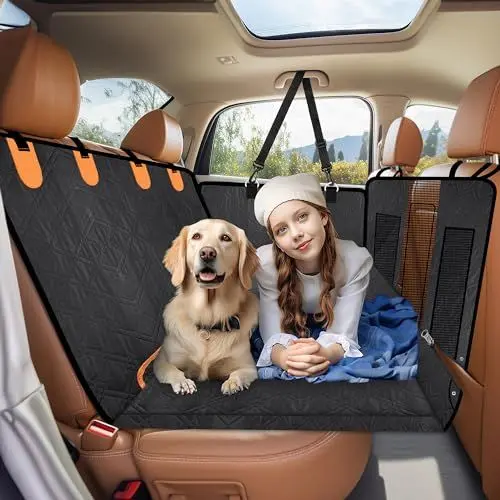Produktbild: Loiion Multifunktional Abnehmbar Hundedecke Auto Rückbank, Stabiler Autositzbezug Hund, Verlängert die Auto Rückbank und gibt Hunden Mehr Platz, Wasserfest Rückbank Schutz Hund für Autos, SUV, Truck