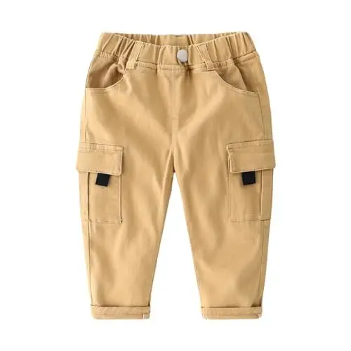 Produktbild: LOIJMK -Arbeitshose für Kinder in Volltonfarbe für Baby Junge Hose (Khaki, 5-6 Years)