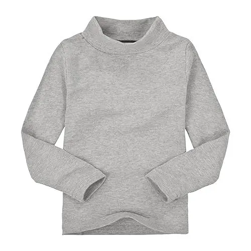 Produktbild: LOIJMK Baby-Mädchen-T-Shirt mit Stehkragen, Bonbonfarben, langärmelig, für 2 bis 7 S T Shirts Mädchen (Grey, 5-6 Years)