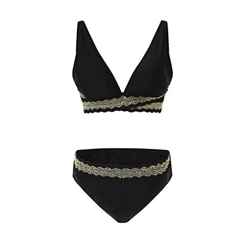 Produktbild: LOIJMK Badeanzug Tiefer Ausschnitt Damen Damen Umstandsmode Soild 2PC Badeanzug Tropical Halfter Boyshorts Verstellbare Brust Badeanzug Set Umstand Still Pyjama (Black, XL)