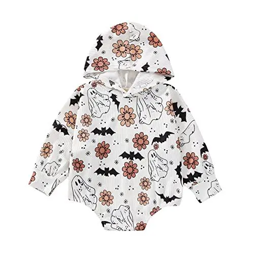 Produktbild: LOIJMK Bastelset Schnullerkette Halloween Infant Neugeborenes Baby Mädchen Patchwork Langarm Brief Niedlichen Cartoon Print Strampler Bodysuit Kleidung Outfits Schlafanzug 56 (B, 0-6 Months)
