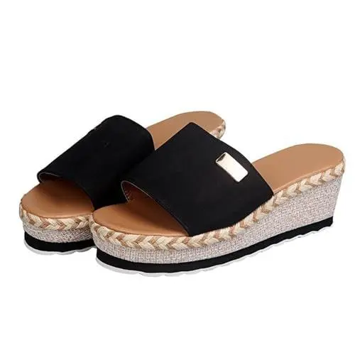 Produktbild: LOIJMK Damenschuhe groß im Pisten Ferse Seil Hausschuhe Damen High Heels Sand Hausschuhe Frauen tragen Schuhe Schuhe Wasserdicht Damen 41 (Black, 43)