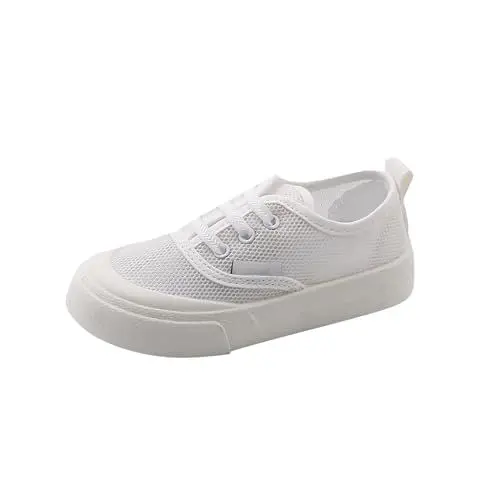Produktbild: LOIJMK Kinder Leinwand Schuhe Single Mesh Atmungsaktive Casual Schuhe Für Mädchen EIN Slip Auf Koreanische Version Von Kinder der Schuhe Kinder Sneaker Mädchen 28 (White, 9.5-10)