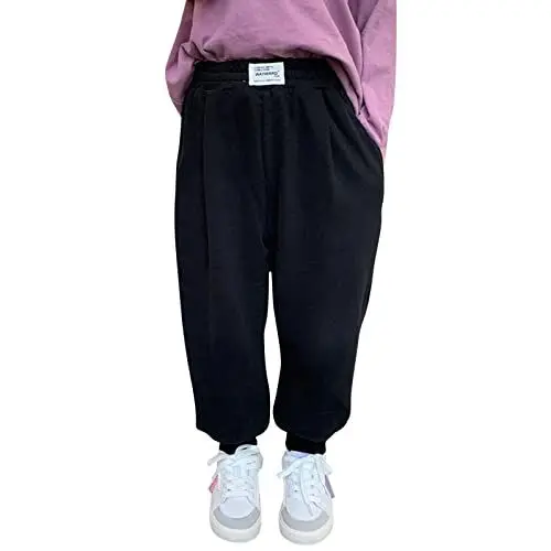 Produktbild: LOIJMK Kleinkind Baby Mädchen Baumwolle Dickes Fleece gefüttert warme Leggings dehnbar Basic Haremshose Jogginghose für Winterhosen Gerissene Hosen Mädchen Kinder (Black, 7-8 Years)