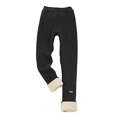 Produktbild: LOIJMK Kleinkind Baby Mädchen Baumwolle Dickes gefüttert warme Leggings Strumpfhosen dehnbar grundlegende neunte knöchellange Hosen Strumpfhosen für den Winterstrumpf (Dark Gray, 4-6 Years)