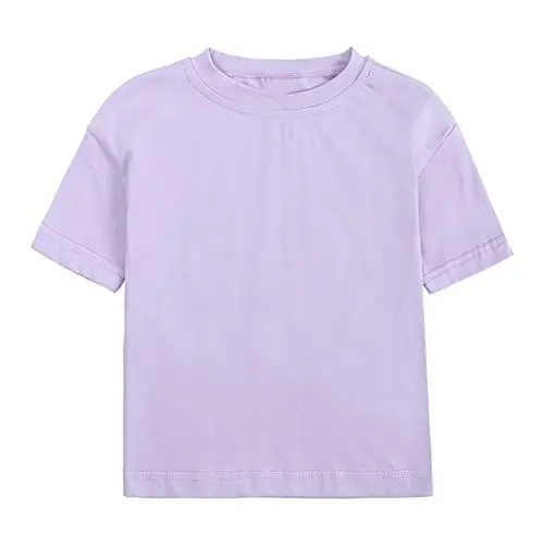 Produktbild: LOIJMK Kleinkind Kinder Baby Mädchen Solide Basic Kurzarm Rundhals T-Shirts Tops T-Shirts für Kinder Festliche Blusen Damen Hochzeit (Purple, 2-3 Years)
