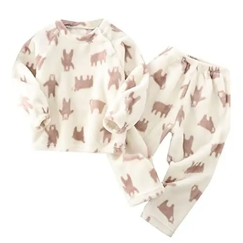 Produktbild: LOIJMK Kleinkind Mädchen Winter Langarm Nachtwäsche Pyjamas Tops Hosen 2 STÜCKE Outfits Kleidung Set Babyhosen Junge (Beige, 12-18 Months)