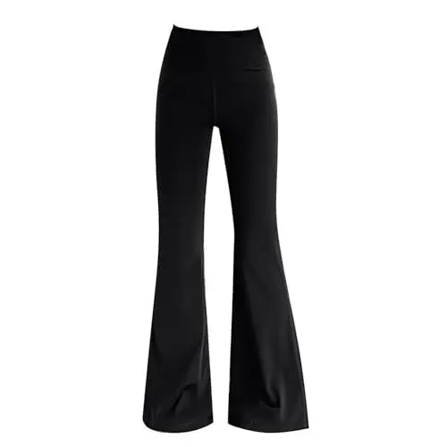 Produktbild: LOIJMK Mädchen Schnitthose Kinder Leggings Hohe Taille Große Kinder Schlaghose Mädchen Hose Hell (Black, 6-7 Years)