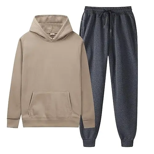Produktbild: LOIJMK Nadelstreifen Anzug Damen - und Winterdruck, lockere Oberteile, verdickt und, warme Passform, Hemd-Sweatshirt Jogginganzug Rot (Khaki, XL)