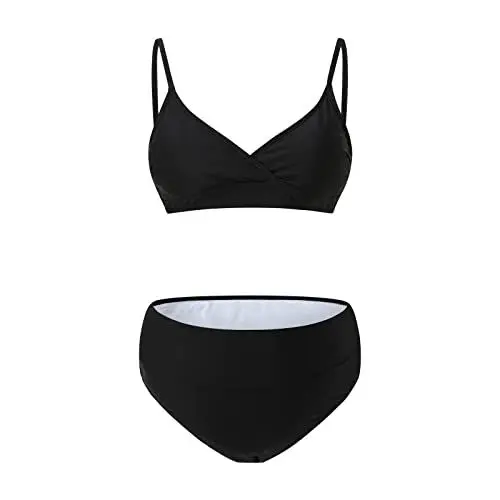 Produktbild: LOIJMK Strandponcho Damen Schwarz Umstands-Badeanzug für Damen, Tropischer, Boyshorts, verstellbare Brust, Badeanzug-Badebekleidungs-Set Schlafanzug L (Black, S)
