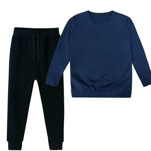 Produktbild: LOIJMK Sweatshirts für und Mädchen mit Rundhalsausschnitt, lockeres Sweatshirt für und Babys, solide Baumwolle, warm, weich, langärmelig, T-Shirts und Hosen Sportanzug Kinder (BU2, 5-6 Years)
